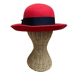 Elegant Red Women's Hat with Black Band
